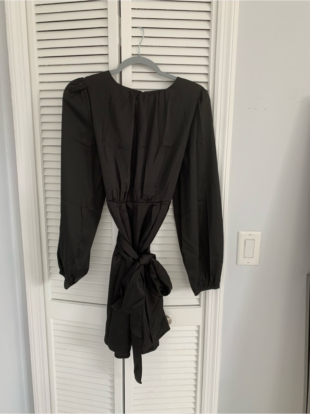Black Long-Sleeve Tie-Back Dress